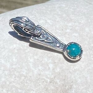 Celtic Dragon knot pendant .925 Sterling Silver genuine Chrysocolla made in USA